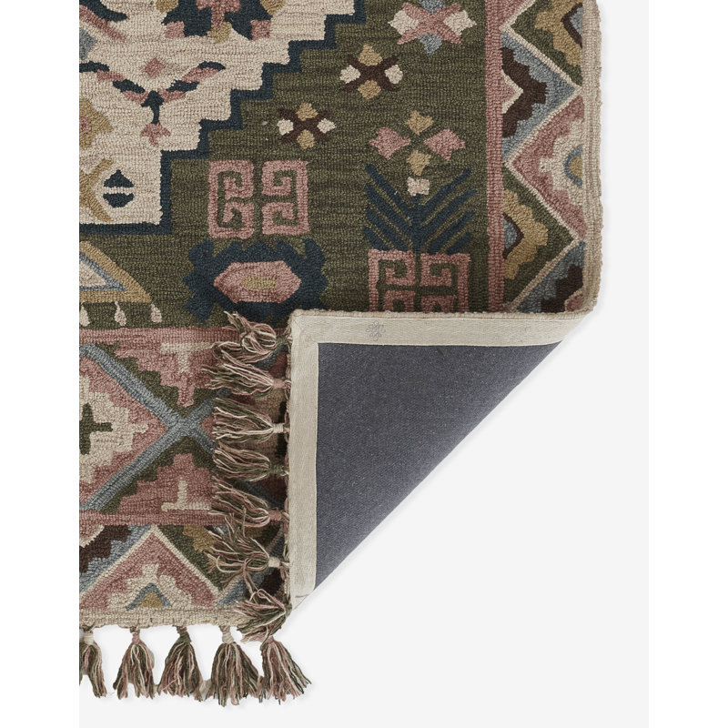 Tahoe Wool Oriental Area Rug in Brown/Green/Tan, Rectangle 2' x 3'