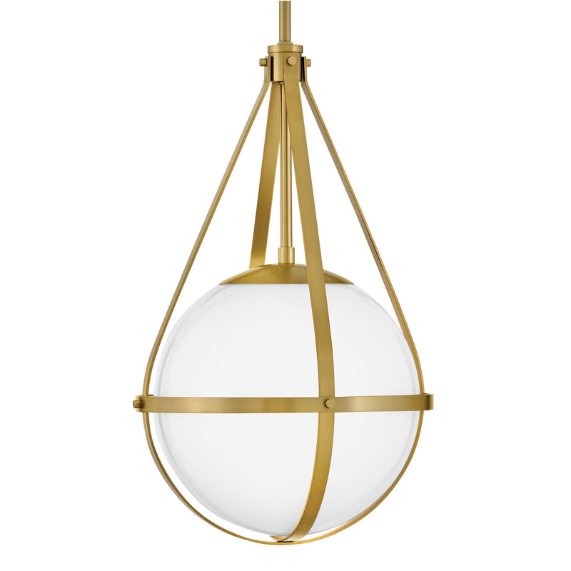 Colby Small Globe Pendant Light with Cased Opal Glass, Gold