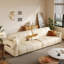 Canapé modulaire beige en cuir véritable-89838217-89838219-89838221