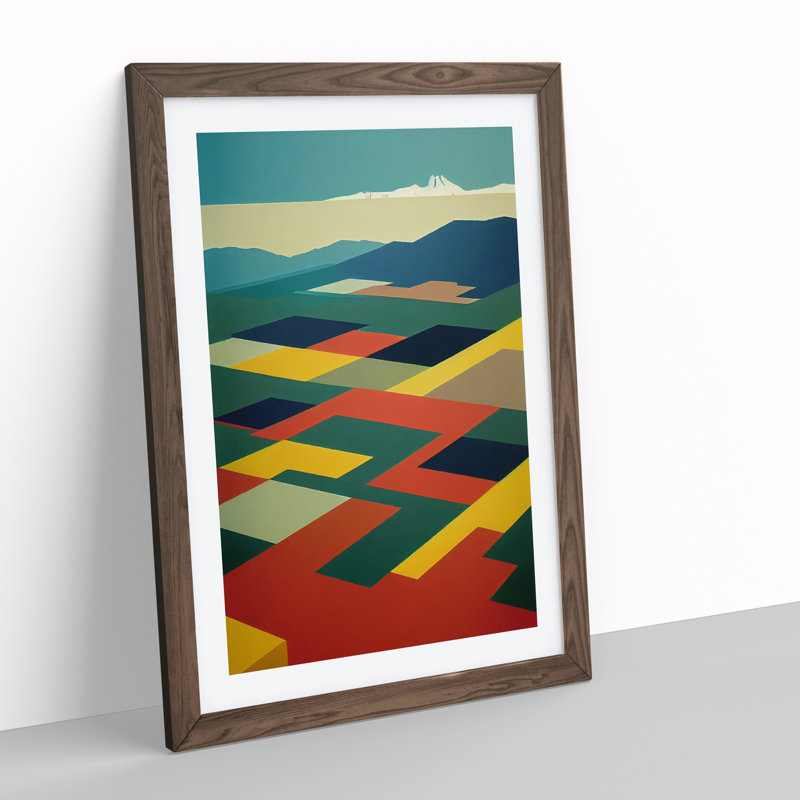 Abstract Landscape Meadow No.1 - Framed Print, 64cm H x 46cm W x 2cm D, Walnut