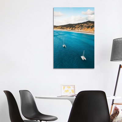 Coloured Sands Beach Boats 1 Piece Wrapped Canvas Wall Art