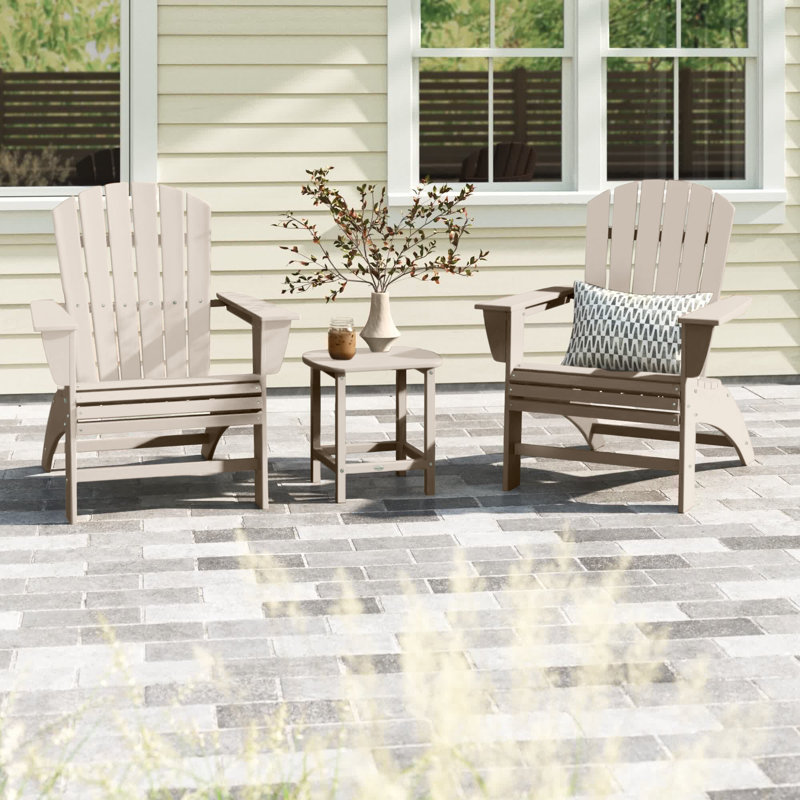 Nautical 3-Piece Curveback Adirondack Set, Sand