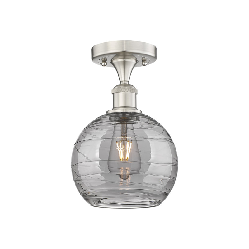 1 - Light Semi Flush Mount, Satin Nickel, 10" H x 12" W x 12" D