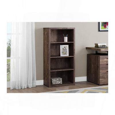 Bibliothèque, bibliothèque, étagère, 5 niveaux, h 48 po, bureau, chambre à coucher, stratifié brun, contemporain, moderne
