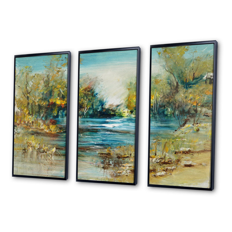 «Forest in Summer Sky», ensemble d'art mural sur toile encadré paysage, H 32 po x l 48 po x P 1 po, Noir
