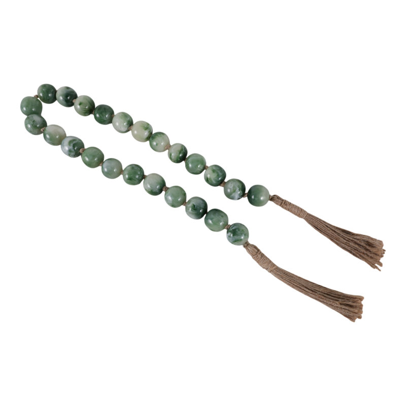 Resin Bead Strand with Tassels - Modern Boho Decorative Accent Featuring Sleek Resin Design and Contemporary Trendy Style for Versatile Statement Displays
