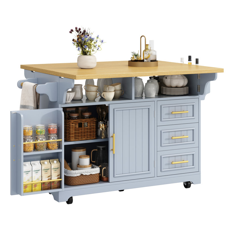 143 cm W Kitchen Island, Blue