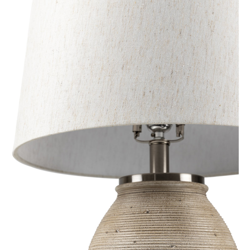 Lampe de table en béton Bystrik, Base beige / abat-jour beige