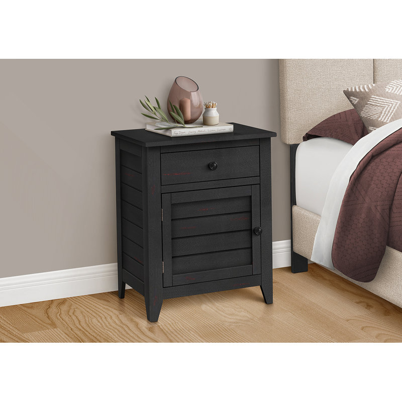 Table d'appoint, table de chevet, tiroir de rangement, bout, table d'appoint, chambre à coucher, rangement, placage noir