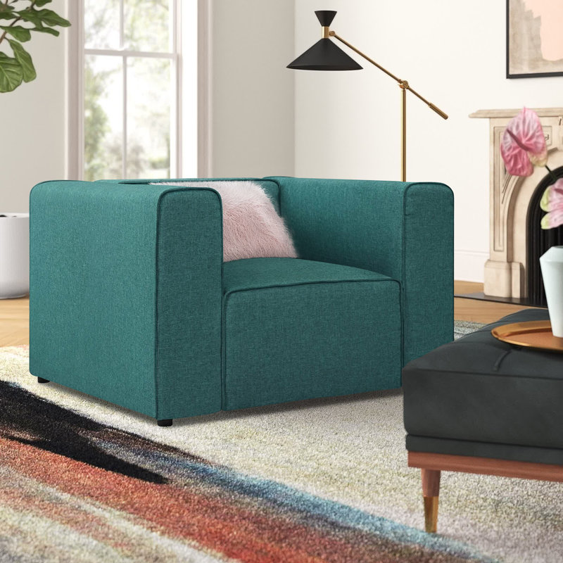 Mingle Upholstered Armchair, Teal Plainweave