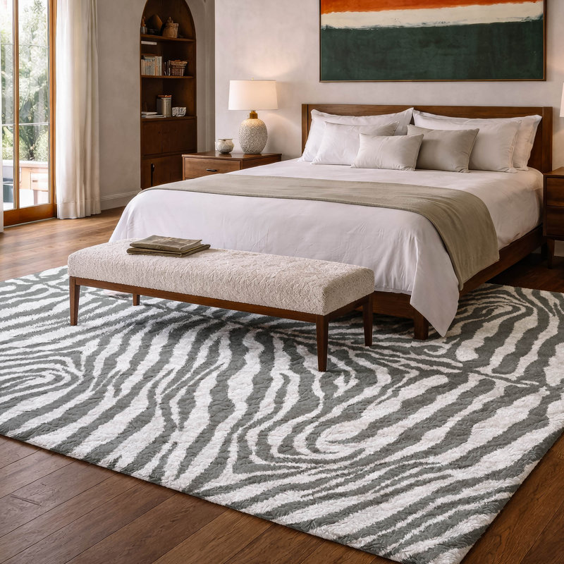 Tapis à poils longs de qualité supérieure lavable à la machine Dream, Gris, 8 pi x 10 pi