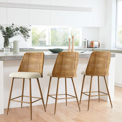 Tabouret de comptoir rembourré H 27 po Briahnna (ensemble de 3)
