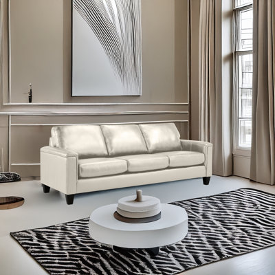  Canapé à accoudoirs carrés en cuir véritable 89 po Deboer