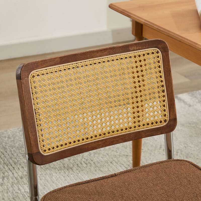 Ensemble de 2 chaises de salle à manger modernes Mid-Century, chaises d'appoint avec dossier en canne, Café