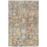 Govandi Hand Knotted Silk Area Rug in Gray/Taupe