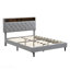 Base de lit tapissier pour grand lit avec tête de lit en tissu de lin touffeté à boutons, ports USB, station de charge pratique, deux poches latérales, ne nécessite pas de sommier, gris clair-1989495489-1989495488