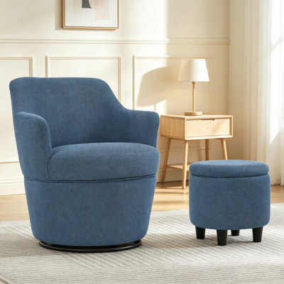 Fauteuil demi-tonneau pivotant avec rangement 360 °
