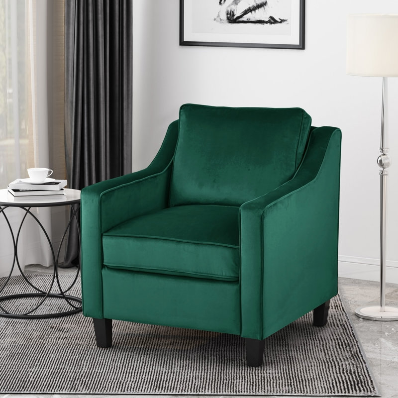 Fauteuil club en velours vert, Green