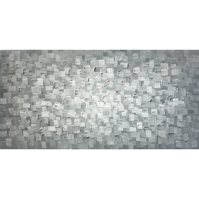 «Abstract Water Reflection», peinture sur toile tendue, L 48 po x H 24 po, Noir / gris