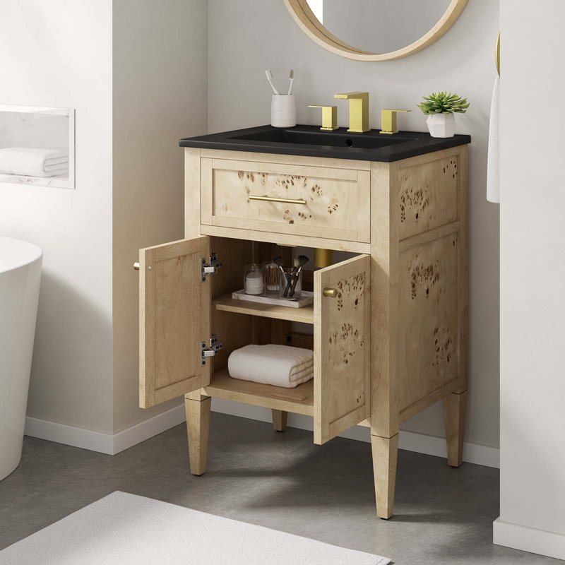 Modway Elysian Single Bathroom Vanity with Top, Burl, Black