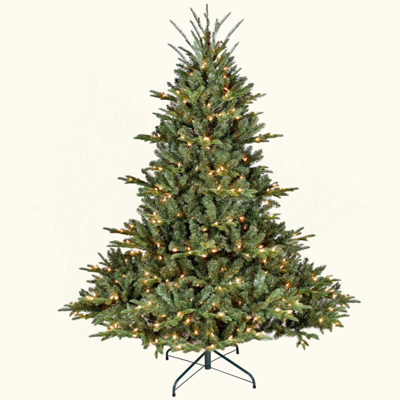 Arbre de Noël pleine forme avec 750 lumières UL - branches mixtes en PE / PVC, 2257 pointes, base large pour les espaces spacieux, structure à charnières, support en métal stable
