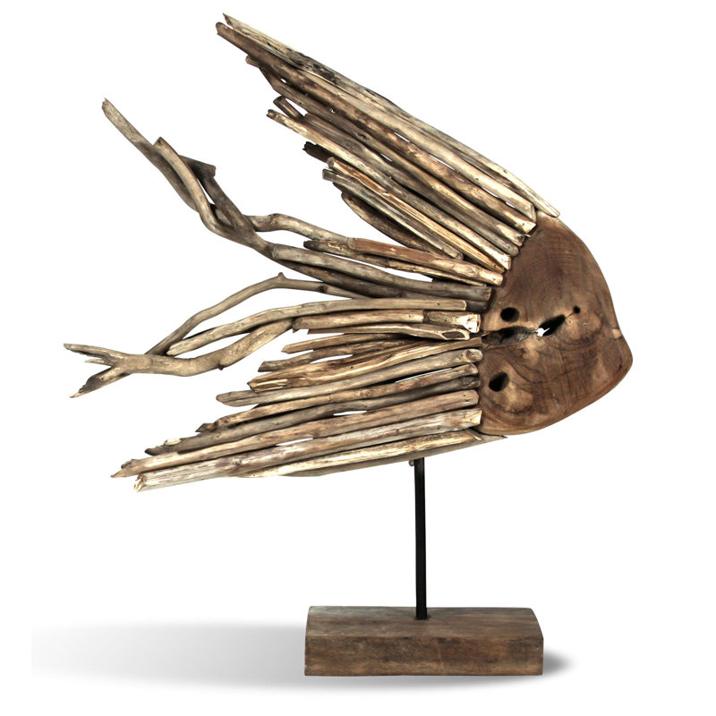 Driftwood Fish On Stand Animals Statue