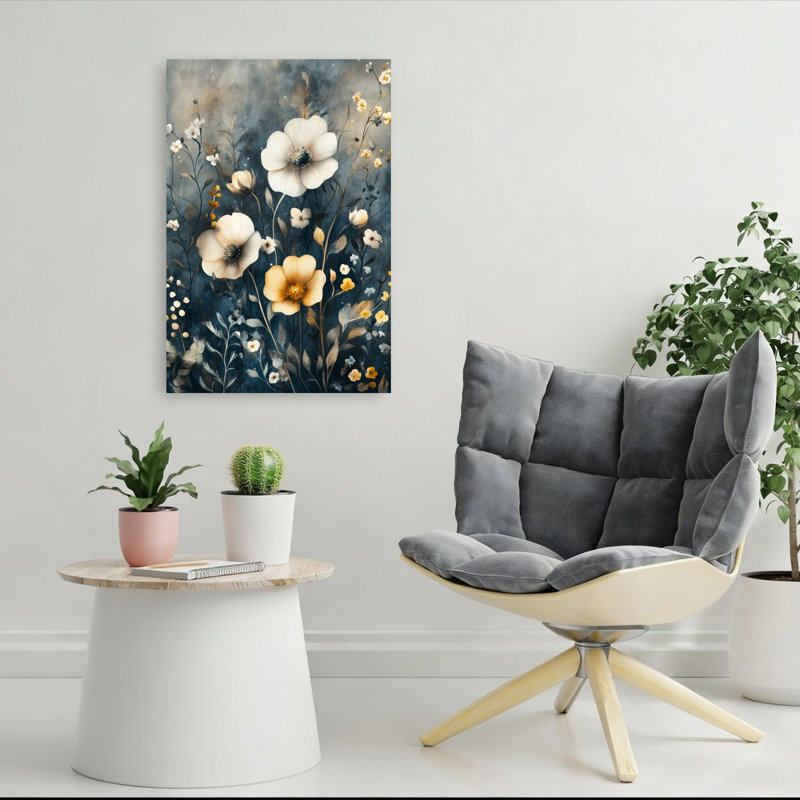 Impression sur toile «Elegant Blue Botanicals Delicate Dreamy Elegant Nature Flower», 36" H x 24" W