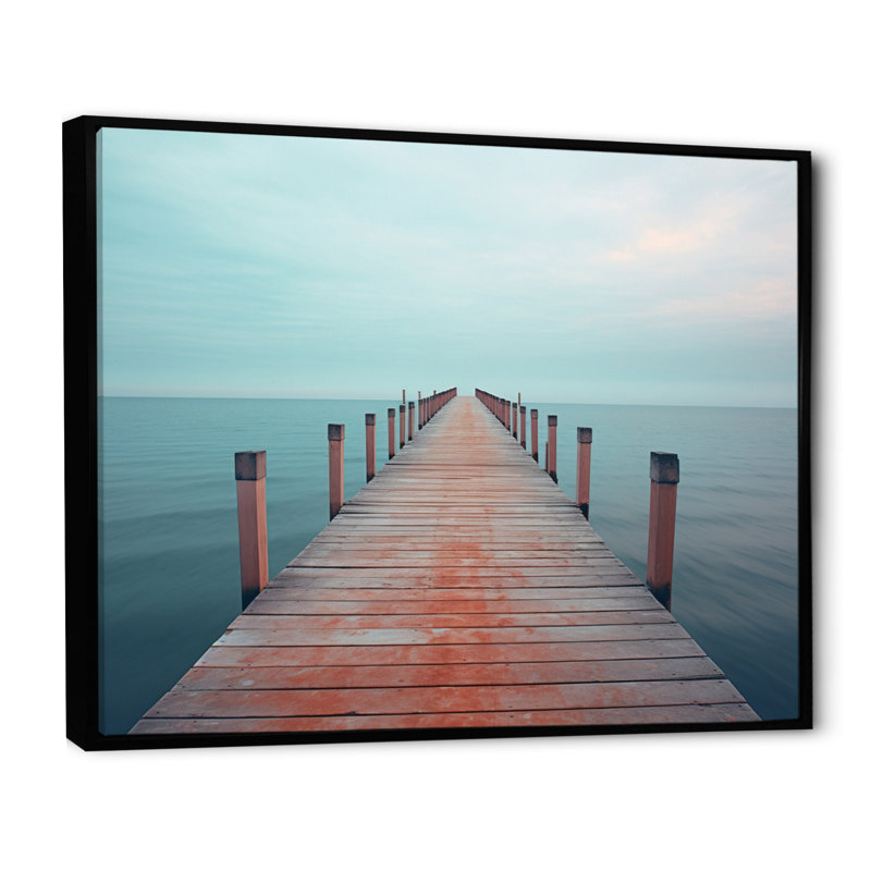 Tiphonnet Pier To Infinity II sur toile, Cadre flottant noir, H 30 po x l 40 po x P 1,5 po