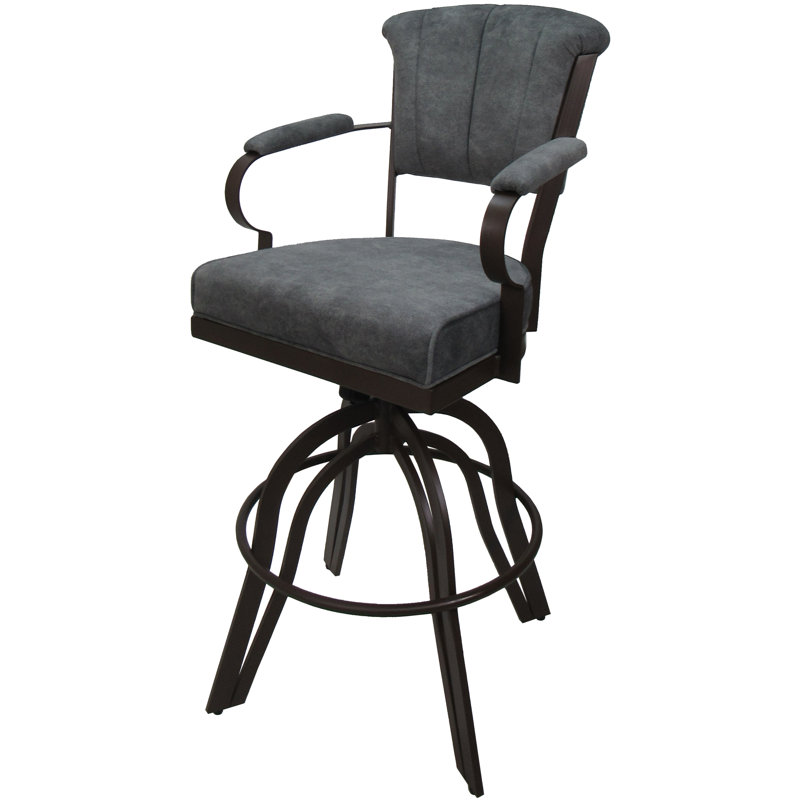 Raddie Swivel Metal Bar Stool 30" Seat, Gray, White