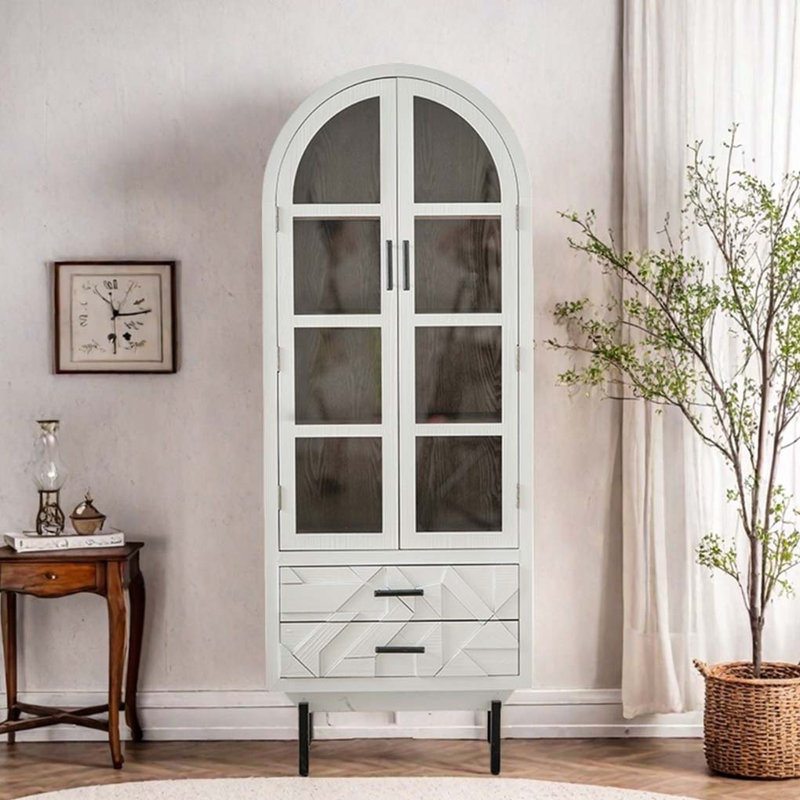 Vitrine française en bois massif avec porte en verre