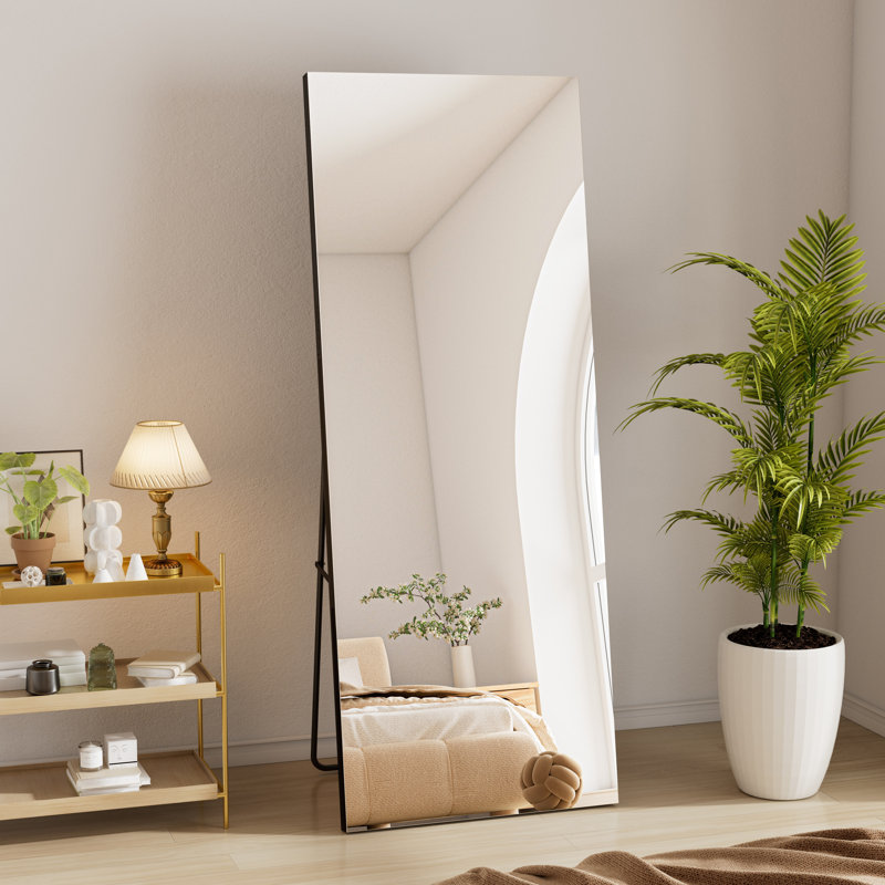 Miroir pleine longueur en verre trempé sans cadre avec support, anti-désargent 10 ans, 71 po x 24 po