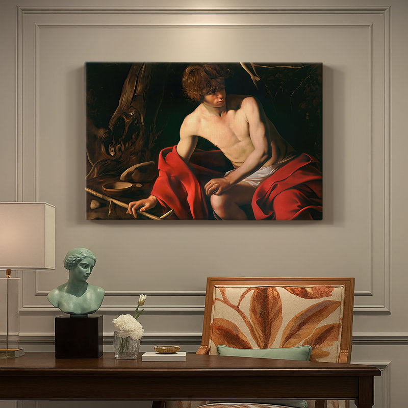 Saint John the Baptist in the Wilderness (Nelson-Atkins Version)-Caravaggio-Gallery Wrapped Canvas-c. 1604–1605, 24 x 36