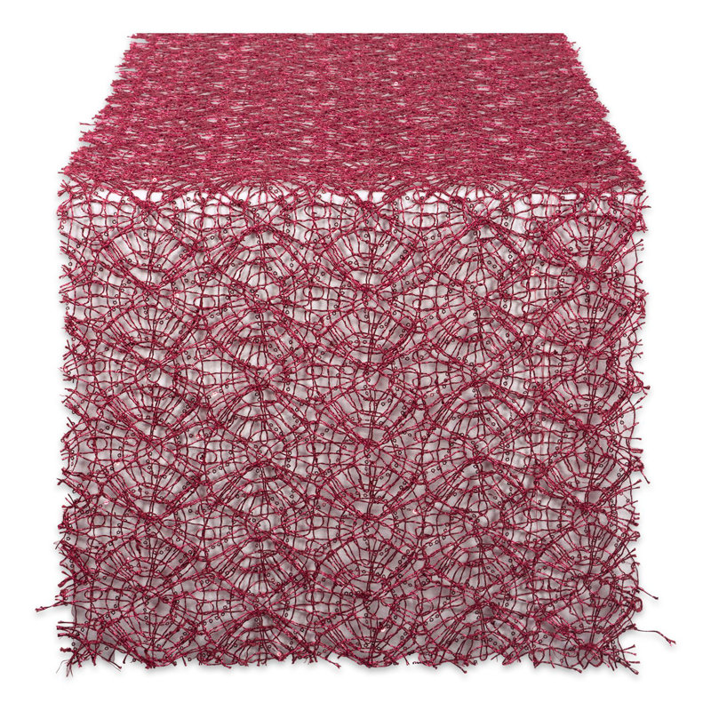 Julia Sequin Mesh Table Runner, Red