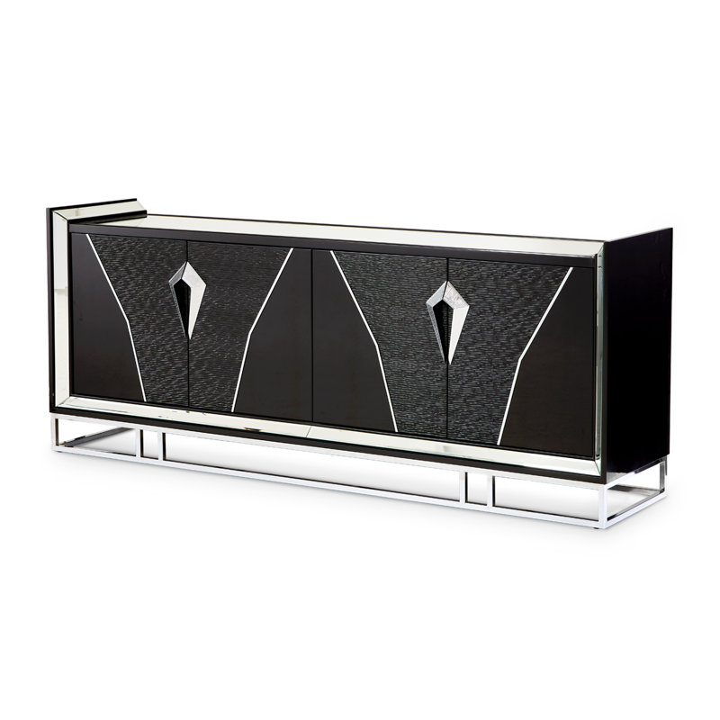 Carmela 86.75'' W Sideboard, Black/Silver
