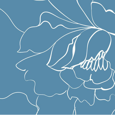 Flower Sketch Floral and Botanical Wall Mural -  Olivia + Poppy, Flower Sketch 8'x12' Niagra+White Eco-Friendly (Traditional)