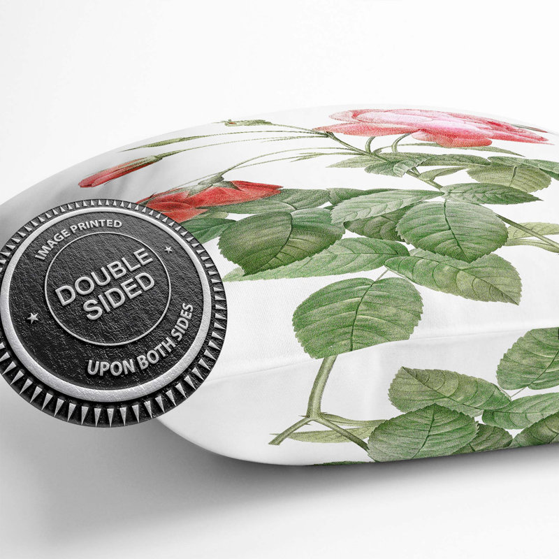 Boursault Rose In Pink Floral Square Throw Cushion, 55cm H x 55cm W x 20cm D