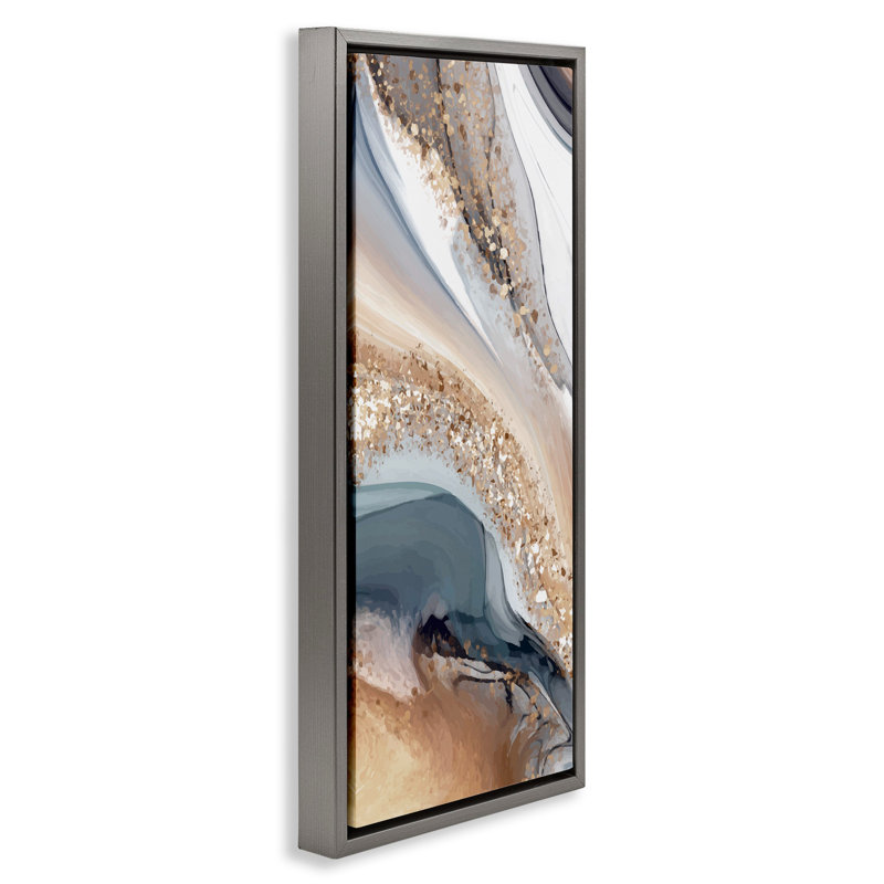 Glam Waves, Luster Gray Floater Frame, 31" H x 15" W