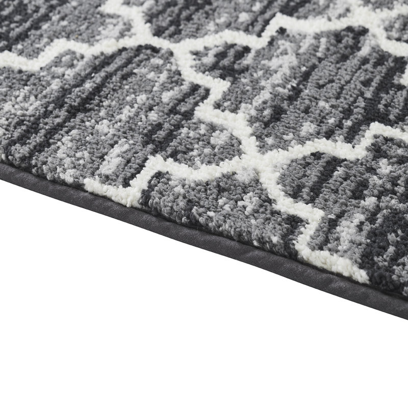 Ensemble de tapis de salle de bain 3 pièces à envers doux, absorbant et antidérapant Nolynn, Gris