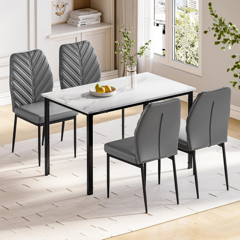 4 - Person Dining Set, White, Grey