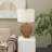 Easthampton Rattan Handmade Woven Open Frame Brown Table Lamp with Gold Accents