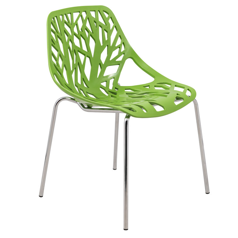 Chaises d'appoint empilables avec dossier à découpes florales et pieds en acier inoxydable - sièges de cuisine, de restaurant ou de banquet modernes