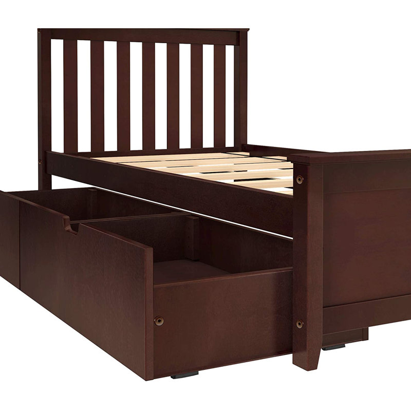 Lit plateforme double en bois massif Bolinger par Harriet Bee, Blanc, Simple
