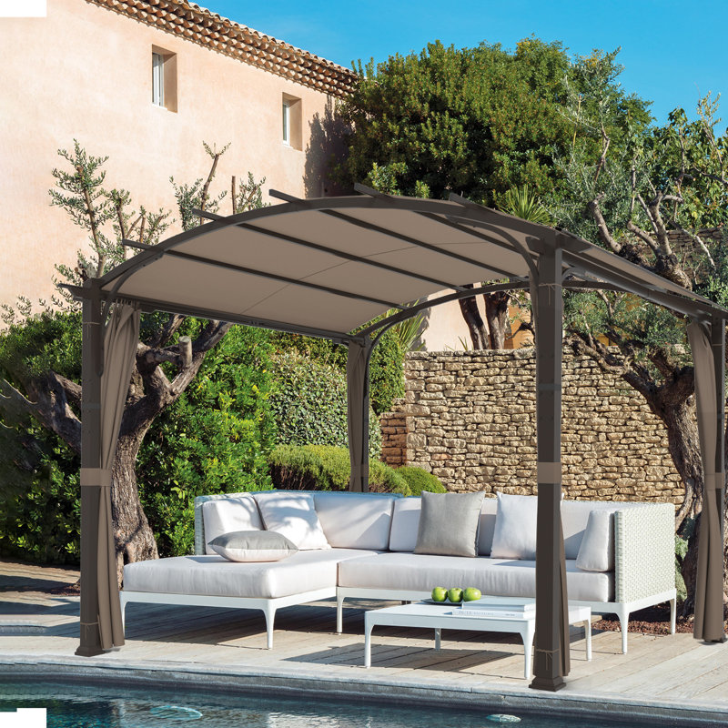 11 pi. L 11 pi. Pergola avec auvent, Brun