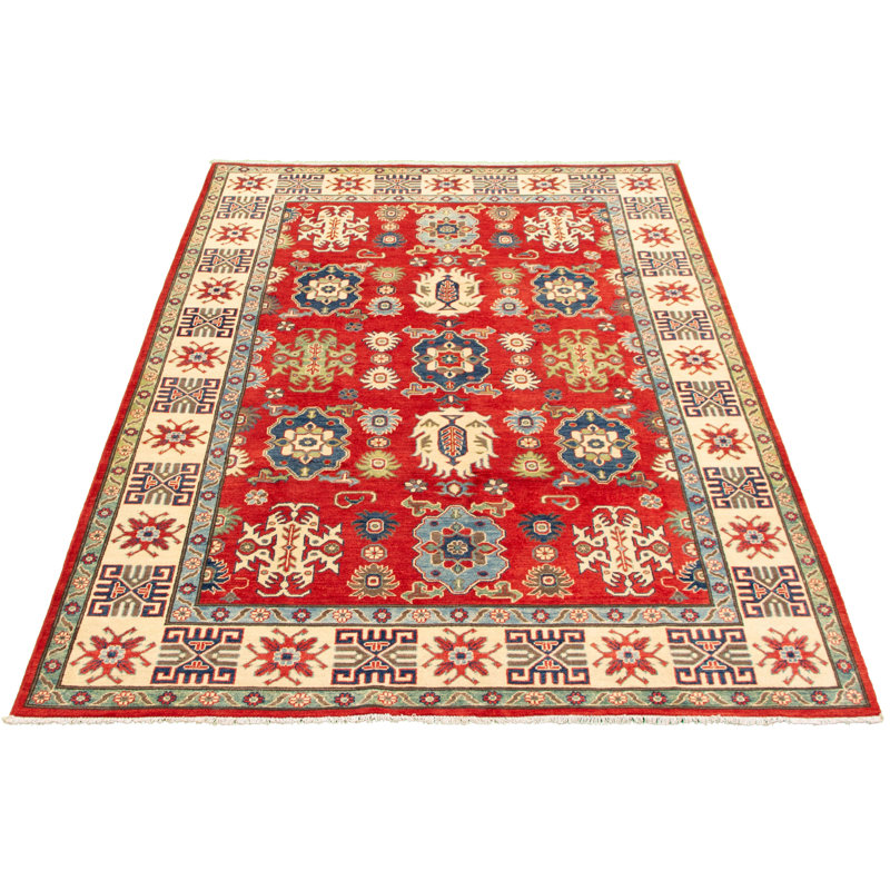One-of-a-Kind Rectangle 6'4" X 9'9" New Age Wool Area Rug in Blue/Red/Beige