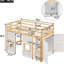 Lit mezzanine simple avec garde-robe de rangement - bois, naturel et blanc, sans sommier intégré et 2 fenêtres, bois naturel / blanc de qualité