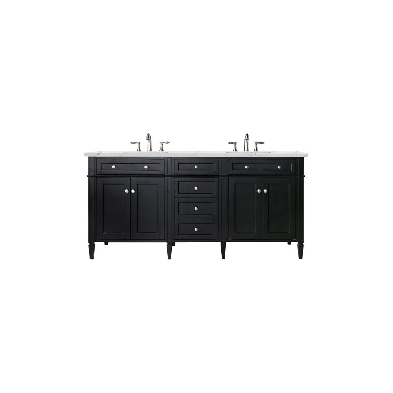 Meuble-lavabo double l 72 po Dussault, Noir onyx, Noctis éthéré, 8 po