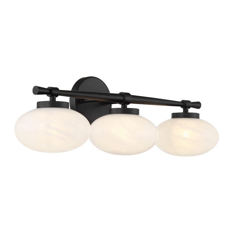 Barrow Bathroom Vanity Light, Matte Black, 3 Lights, 8" H x 25" W x 6.63" D