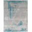 Élégant tapis abstrait en laine noué à la main gris / turquoise-415611214