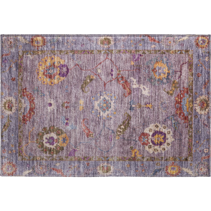 Premium Machine Washable Mayfield AMF2229 Global Rug, 1'8" x 2'6", Plum
