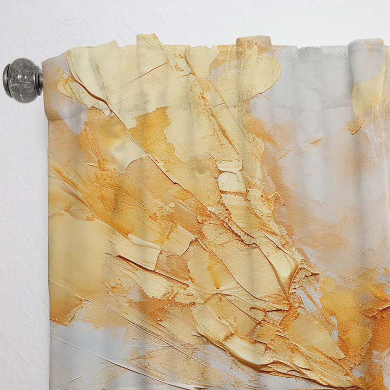 Akbar Gold White Champagne Sunrise Spirals - Spirals Curtain - Velvet Room Darkening - 1 Panel, 52" W x 90" L